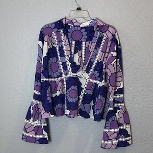 DODO BAR OR Cotton Purple Floral Boho Top